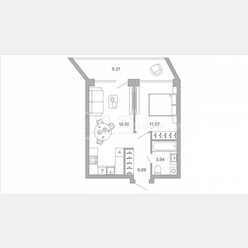 1-к. квартира, 45 м², 15/20 эт.