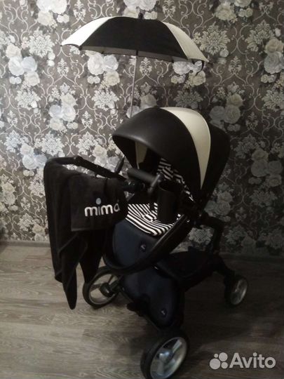 Коляска 2в1 mima xari черно-белая
