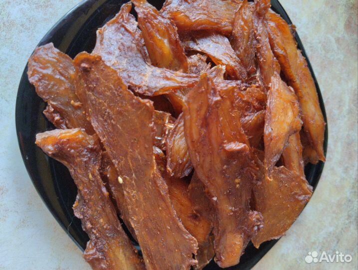 Джерки мясные, вяленое мясо рыба, снеки к пиву