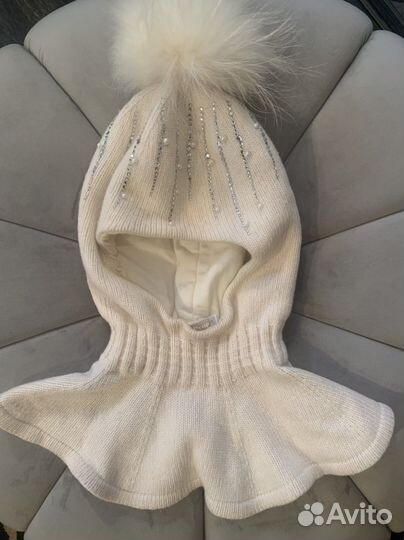 Шапка и снуд зимняя для девочки 50-52, шлем