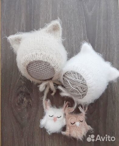 Шапочка китти для новорожденного