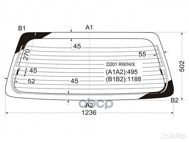 Стекло заднее с обогревом mazda demio DW# 96-02