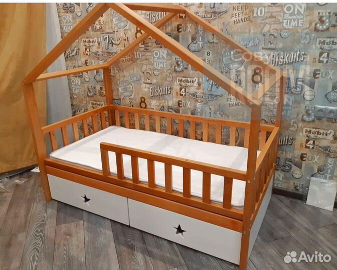 Детская Кровать из бука с бортиком на заказ