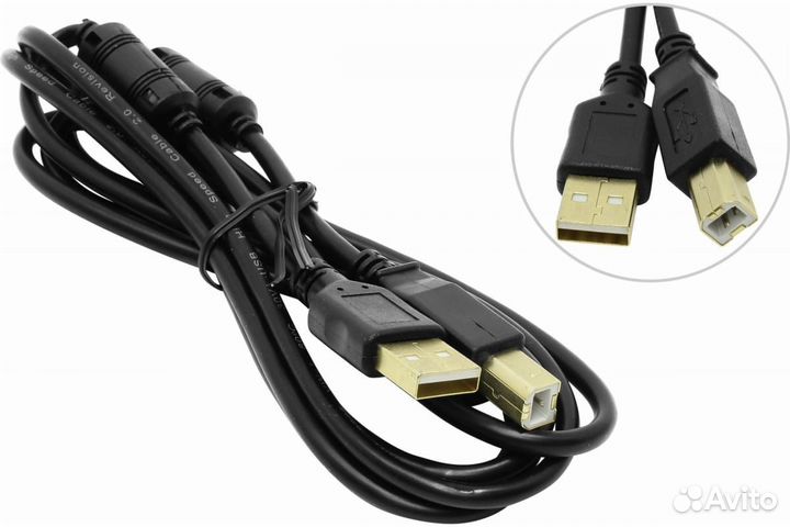 Кабель 5bites USB2.0 AM-BM, ферритовые кольца, 1.8