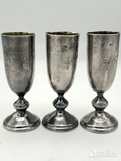 Набор 3 рюмки серебро 84 проба 67,5 гр. 14 мл