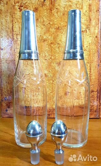 Стеклянные бутылочки. Серебро. 19 век