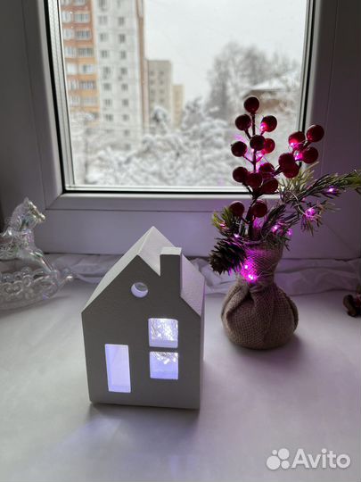 Домик светильник из гипса