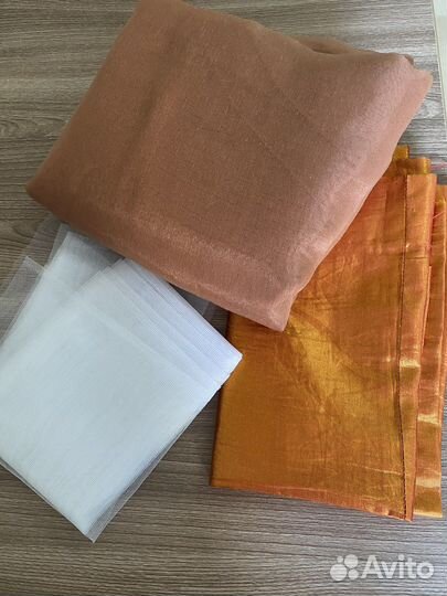 Ткань отрезы парча и капрон сетка