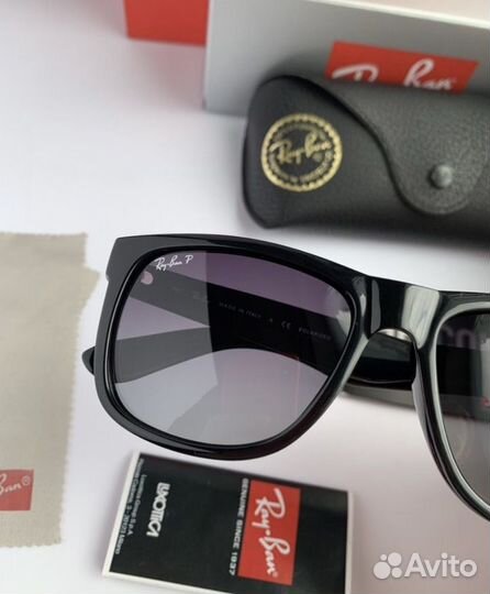 Очки ray ban justin Polaroid черные глянцевые