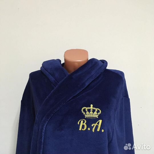 Плюшевый халат с именной вышивкой на заказ