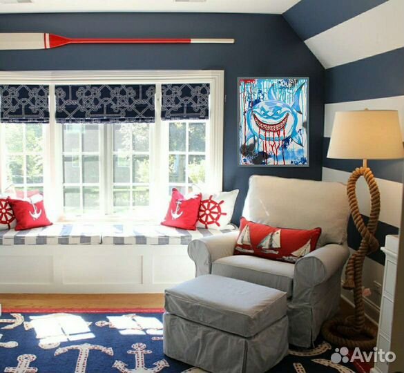 Современная яркая картина акрилом акула