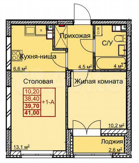 1-к. квартира, 39,7 м², 5/17 эт.