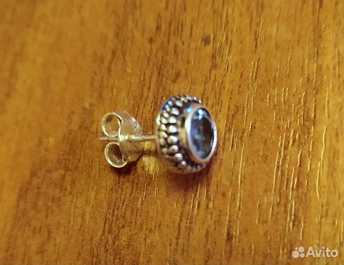 Топаз, серебро, кольцо, пусеты