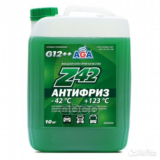 Антифриз AGA Z-42 G12++ готовый -42C зеленый 10 кг