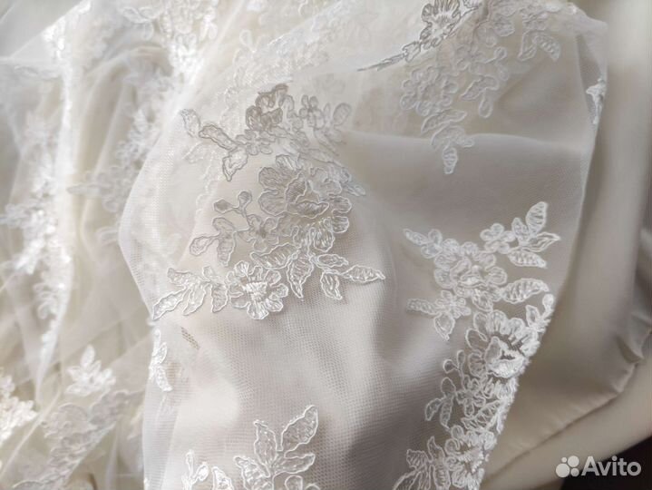 Отрезы ткани кружево 2 м+ шифон 2 м