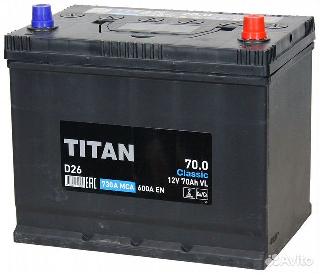 Аккумулятор 70 Ач Titan Classic Asia 600А