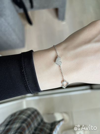 Браслет с сердечками,серебро