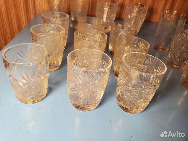 Рюмки и бокалы хрустальные, хрусталь СССР - 22 шт