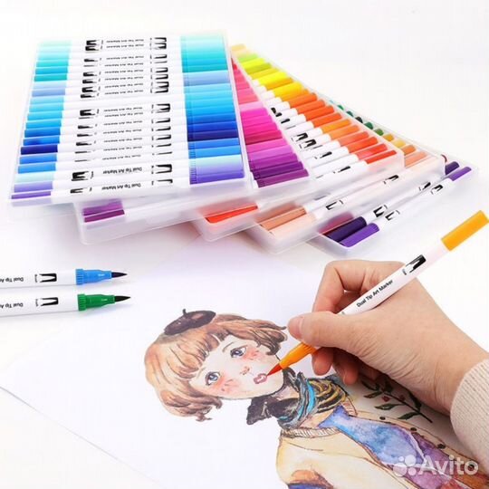 Маркеры для скетчинга двухсторонние, 36-60-100 шт