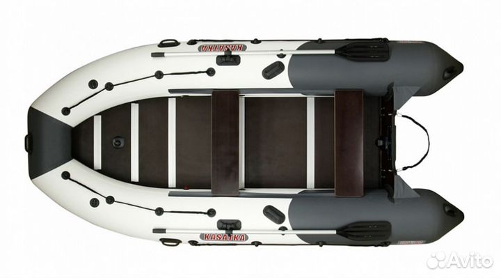 Лодка пвх Посейдон Касатка-335 серый/черный