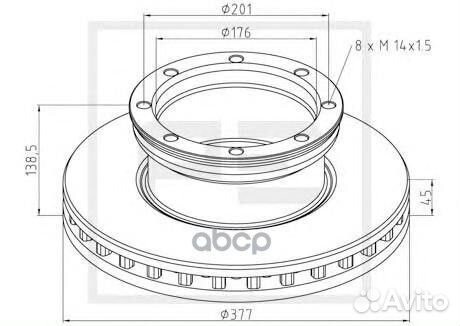 016.666-00A диск торм. задний 377/176x45/138 8