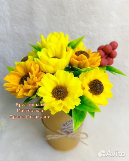 Букет из мыла с подсолнухами, день учителя