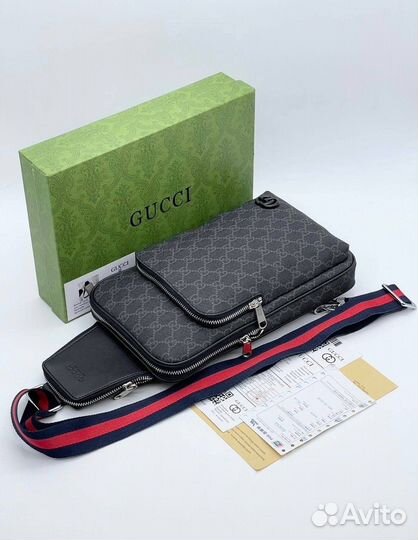 Мужская сумка слинг Gucci канва кожа