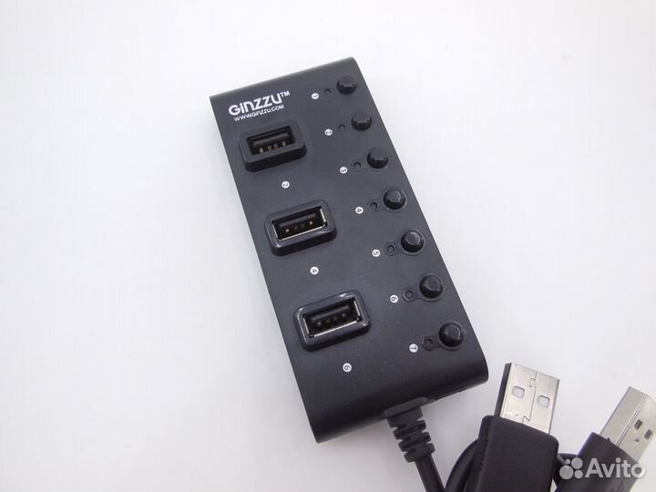 Хаб (USB-разветвитель) Ginzzu GR-487UR