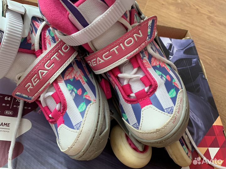 Ролики детские раздвижные Reaction Rainbow, 26-31