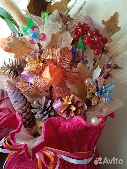 Букет подарок сухоцвет осенняя поделка в школу