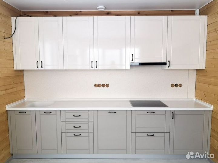 Прямая кухня с островом под заказ