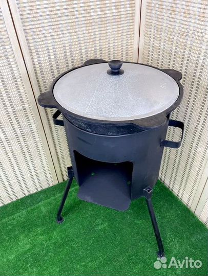 Казан чугунный 12 литров с печкой