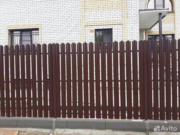 Штакетник Коричневый металлический