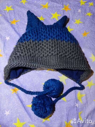 Шапка вязаная с ушками