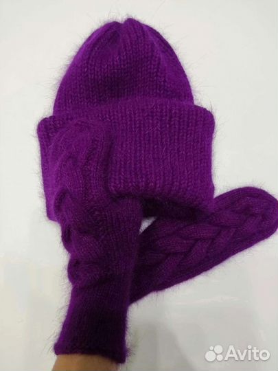 Новые шапка варежки снуд бактус джемпер пух норки