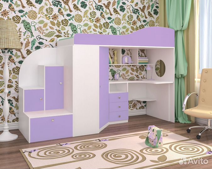 Кровать-чердак Кадет-1 с функциональной лестницей