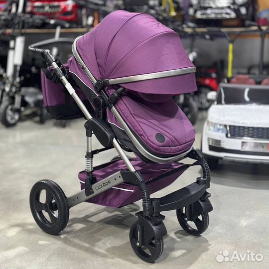 Новая коляска трансформер 3в1 luxmom фиолетовая