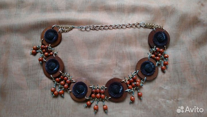 Винтажный пояс, ремень. Кожа, дерево, металл. 90е