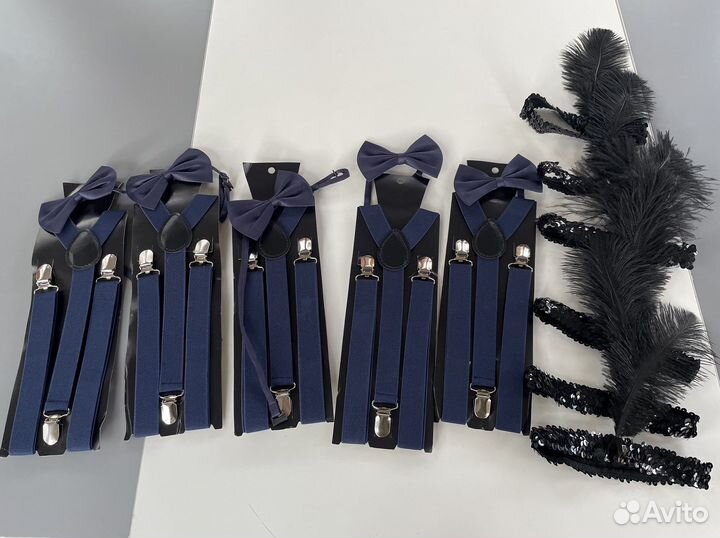Подтяжки чокер с пером гетсби
