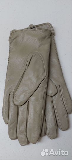 Перчатки из телячьей кожи на шерсти бежевые