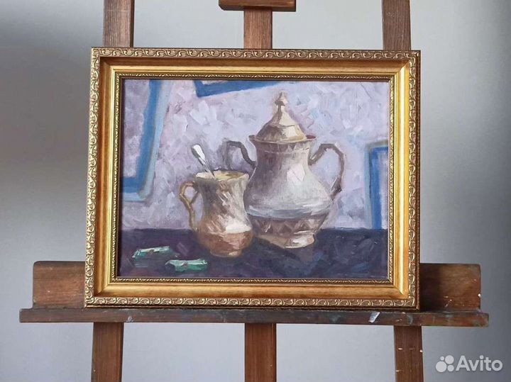 Чайный натюрморт картина маслом на холсте 30х40