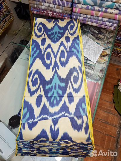 Узбекский хлопковый икат. Бохо ткань. Адрас