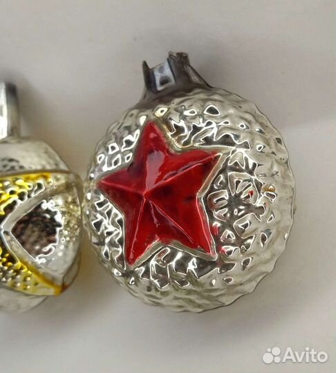 Ёлочные игрушки медальоны агитация 2шт. СССР