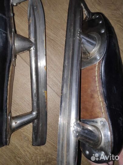 Коньки хоккейные, размер 42, натур. кожа