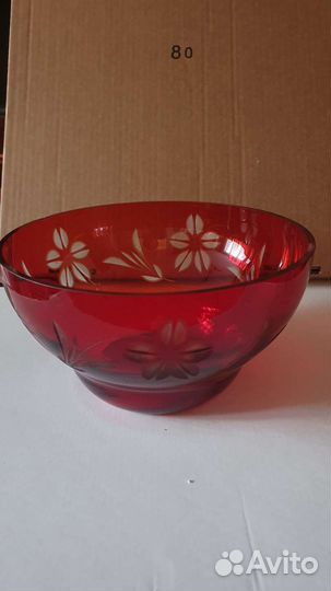 Ваза для фруктов цветное стекло СССР