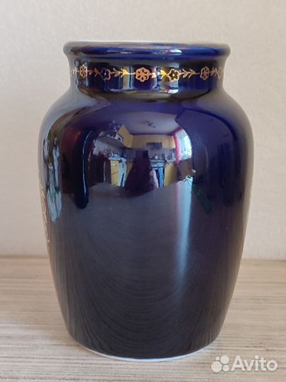 Ваза. лфз. Кобальт. Позолота. Высота - 15 см