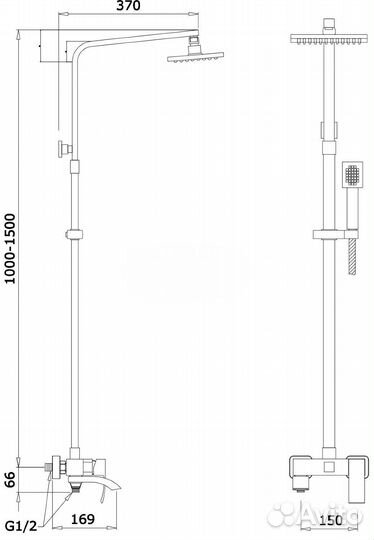 Душевая система ganzer leon GZ44061F (GZ25080F) (хром/белый)