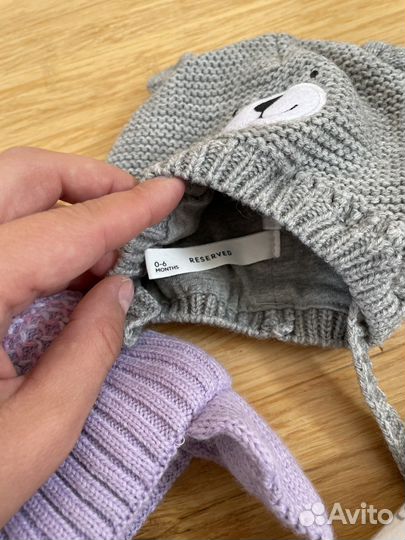 Шапочки для девочек 0-6мес