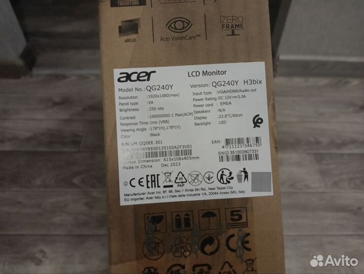 Монитор Acer Nitro QG240YH3bix