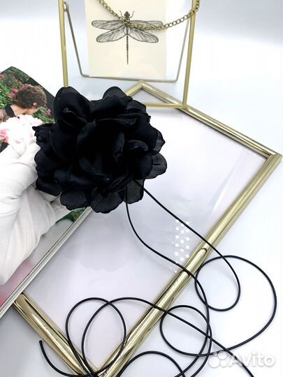 Чокер роза на шею черный